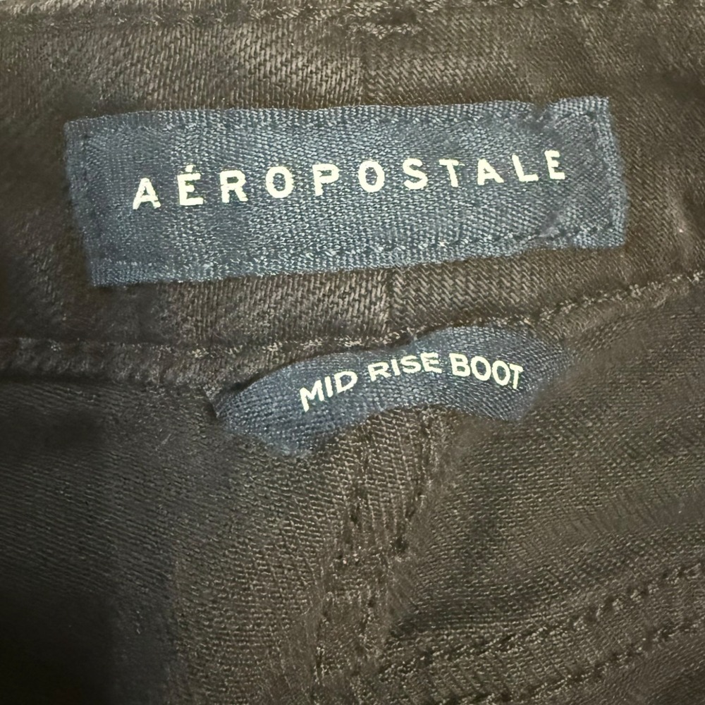 NWT Aeropostale Womens Mid Rise Bootcut Jeans Black Stretch Denim Size 8R - Picture 7 of 7
